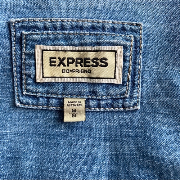 SOLD Express Boyfriend Denim Button Shirt Medium - Picture 7 of 7